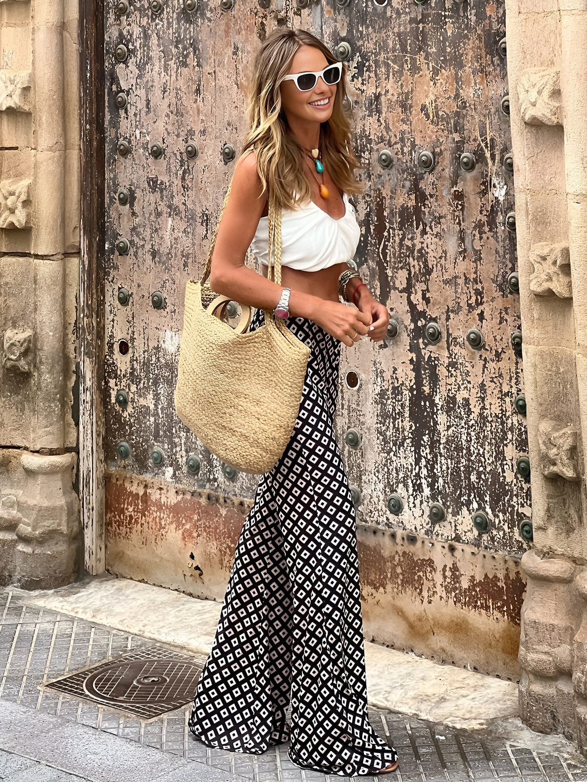 Luna Geometrical High-Waist Pants