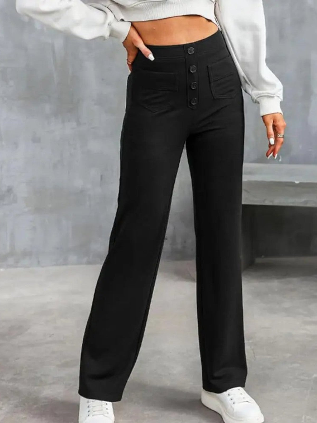 Ivy High-Waist Wide-Leg Stretch Trousers