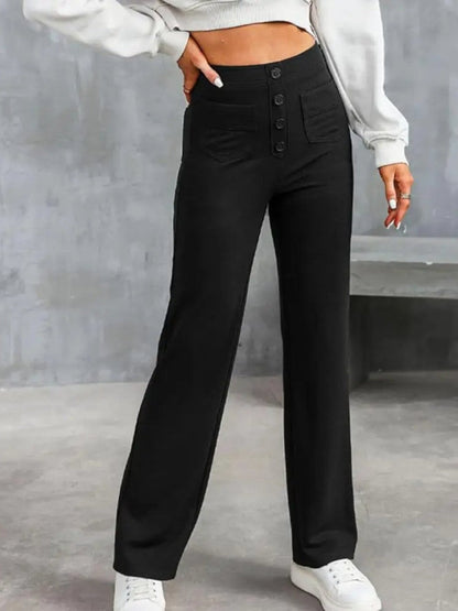 Ivy High-Waist Wide-Leg Stretch Trousers