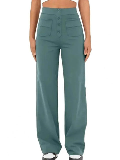 Ivy High-Waist Wide-Leg Stretch Trousers