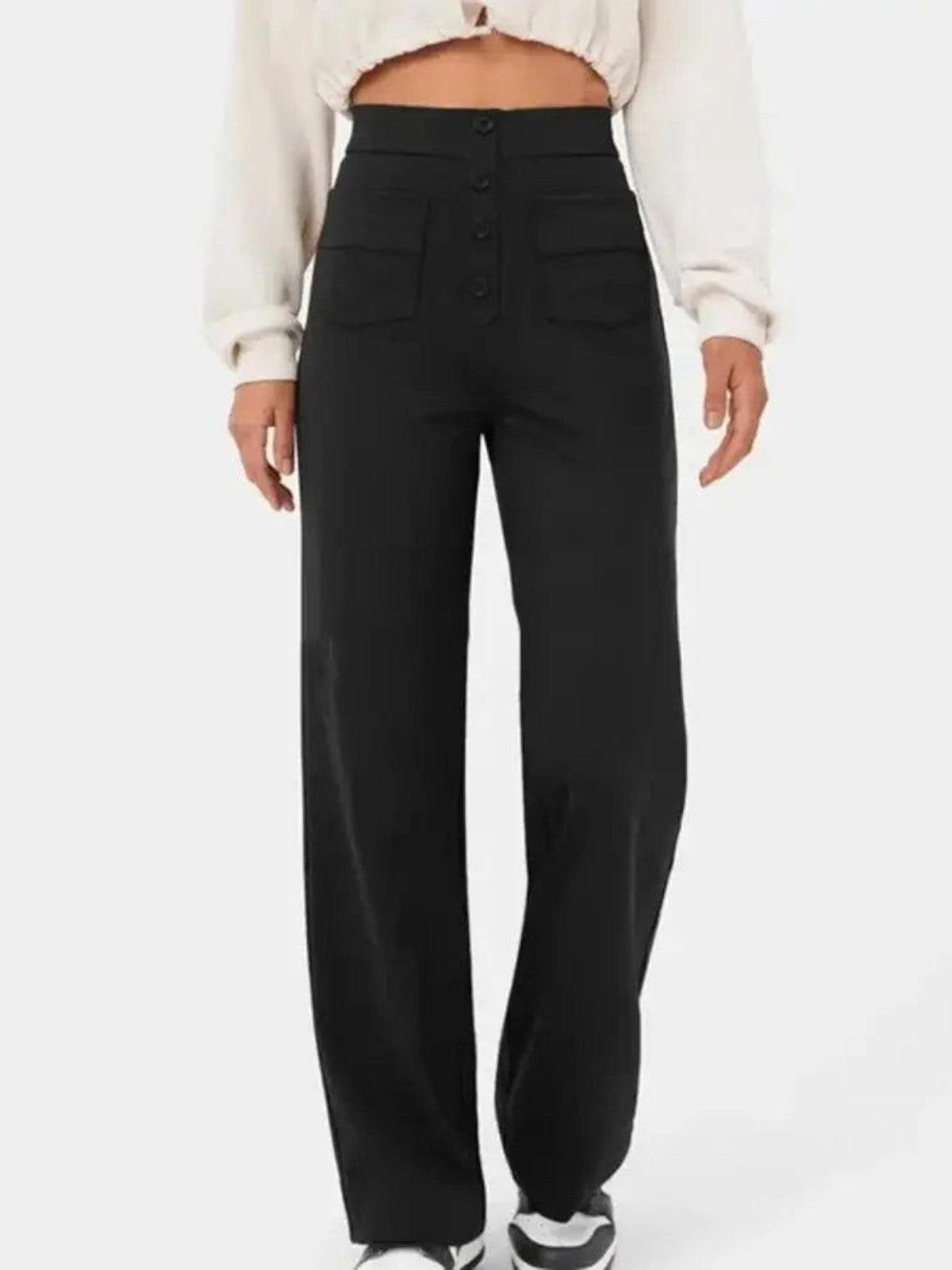 Ivy High-Waist Wide-Leg Stretch Trousers